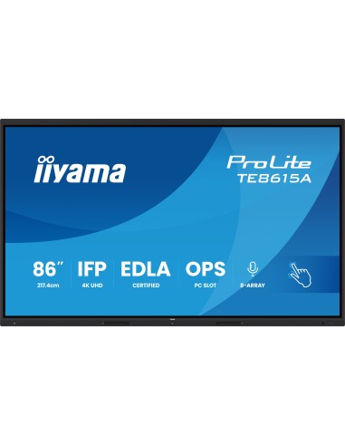 iiyama TE8615A-B2AG pantalla de señalización Diseño de quiosco 2,17 m (85.6") Wifi 550 cd   m² 4K Ultra HD Negro Pantalla