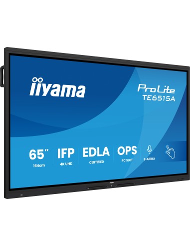 iiyama TE6515A-B2AG pantalla de señalización Diseño de quiosco 163,8 cm (64.5") Wifi 550 cd   m² 4K Ultra HD Negro Pantalla