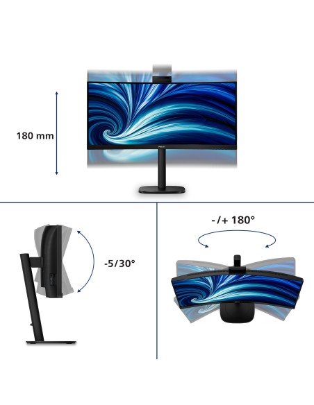 Philips 3000 series 34B2U3600CH 00 pantalla para PC 86,4 cm (34") 3440 x 1440 Pixeles Wide Quad HD LCD Negro