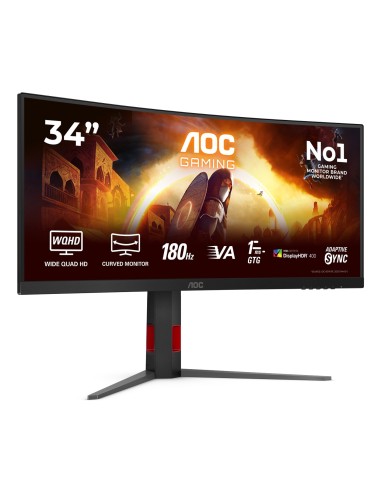 AOC G4 CU34G4CA pantalla para PC 86,4 cm (34") 3440 x 1440 Pixeles Wide Quad HD Negro, Rojo