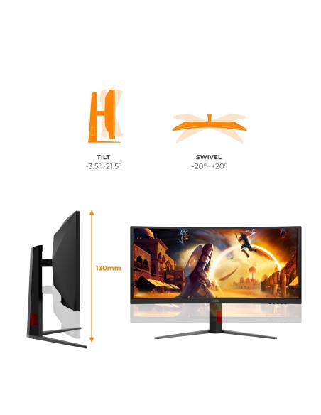 AOC G4 CU34G4CA pantalla para PC 86,4 cm (34") 3440 x 1440 Pixeles Wide Quad HD Negro, Rojo