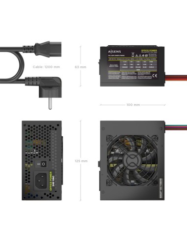 AISENS Fuente Alimentacion SFX 500W con Cable de Alimentacion OEM, Negra