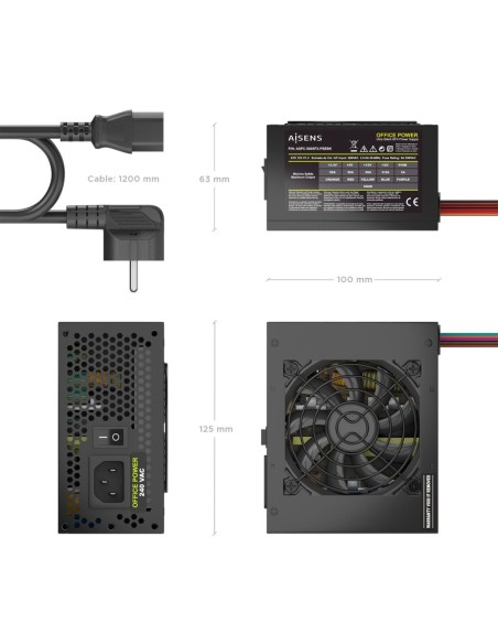 AISENS Fuente Alimentacion SFX 500W con Cable de Alimentacion OEM, Negra