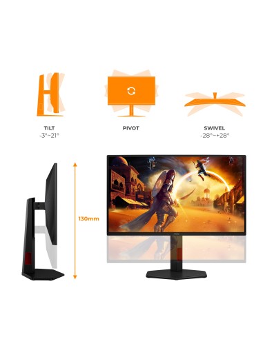 AOC G4 25G4ZR pantalla para PC 62,2 cm (24.5") 1920 x 1080 Pixeles LCD Negro, Rojo