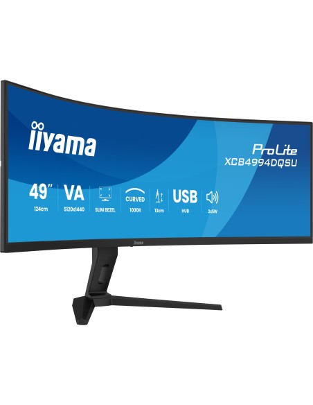 iiyama ProLite XCB4994DQSU-B1 pantalla para PC 124,5 cm (49") 5120 x 1440 Pixeles Dual QHD LCD Negro