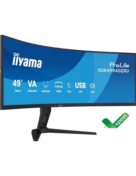 iiyama ProLite XCB4994DQSU-B1 pantalla para PC 124,5 cm (49") 5120 x 1440 Pixeles Dual QHD LCD Negro