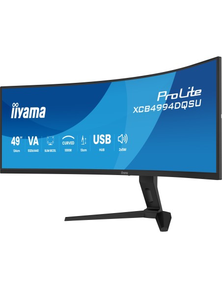 iiyama ProLite XCB4994DQSU-B1 pantalla para PC 124,5 cm (49") 5120 x 1440 Pixeles Dual QHD LCD Negro
