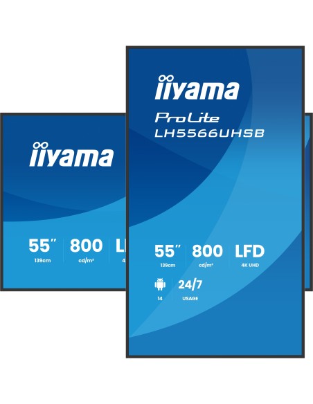 iiyama LH5566UHSB-B1AG pantalla de señalización Pantalla plana para señalización digital 139,7 cm (55") LCD Wifi 800 cd   m² 4K