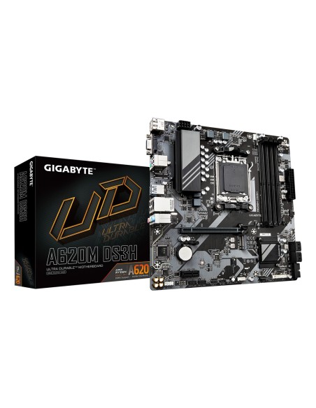 GIGABYTE A620M DS3H Placa base - Soporta CPUs AMD Ryzen 8000, VRM digital de 5+2+2 fases, hasta 7600MHz DDR5 (OC), 1xPCIe 4.0
