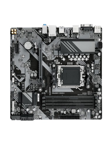 GIGABYTE A620M DS3H Placa base - Soporta CPUs AMD Ryzen 8000, VRM digital de 5+2+2 fases, hasta 7600MHz DDR5 (OC), 1xPCIe 4.0