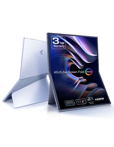 ASUS ZenScreen Fold OLED MQ17QH pantalla para PC 43,9 cm (17.3") 2560 x 1920 Pixeles Quad HD Plata