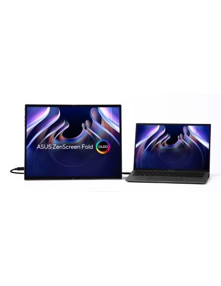 ASUS ZenScreen Fold OLED MQ17QH pantalla para PC 43,9 cm (17.3") 2560 x 1920 Pixeles Quad HD Plata