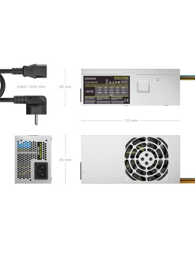 AISENS Fuente Alimentacion TFX 500W con Cable de Alimentacion OEM, Plata