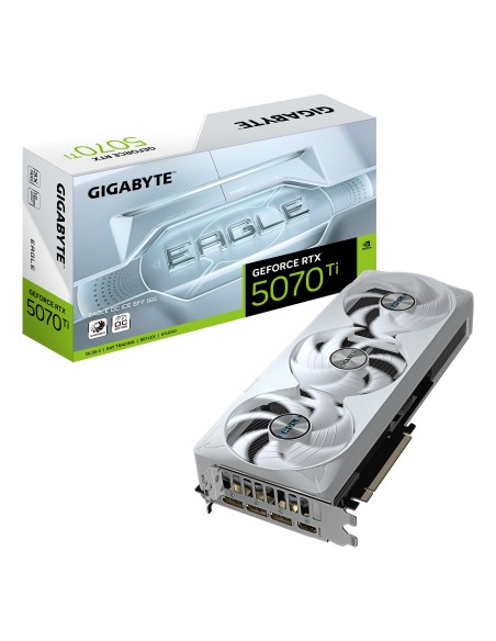 GIGABYTE GeForce RTX 5070 Ti EAGLE OC ICE SFF 16G Tarjeta Gráfica - 16GB GDDR7, 256 bits, PCI-E 5.0, 2542 MHz Core Clock, 3 x