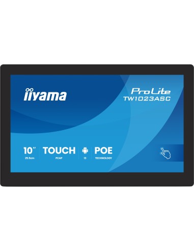 iiyama TW1023ASC-B3P pantalla de señalización Diseño de quiosco 25,6 cm (10.1") Wifi 385 cd   m² WXGA Negro Pantalla táctil