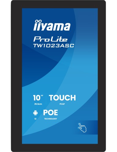 iiyama TW1023ASC-B3P pantalla de señalización Diseño de quiosco 25,6 cm (10.1") Wifi 385 cd   m² WXGA Negro Pantalla táctil