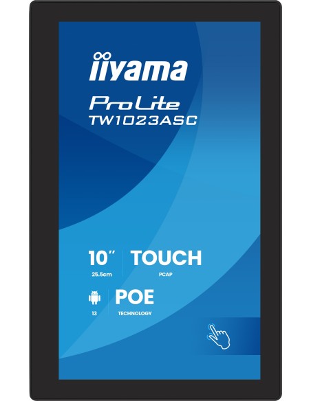 iiyama TW1023ASC-B3P pantalla de señalización Diseño de quiosco 25,6 cm (10.1") Wifi 385 cd   m² WXGA Negro Pantalla táctil