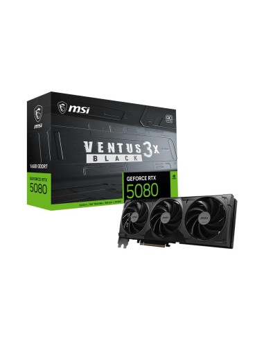 MSI VENTUS GEFORCE RTX 5080 16G 3X OC BLACK tarjeta gráfica NVIDIA 16 GB GDDR7