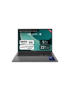 LG Gram 16ZD90T Intel Core Ultra 5 225H Portátil 40,6 cm (16") WQXGA 16 GB LPDDR5x-SDRAM 512 GB SSD Wi-Fi 7 (802.11be) FreeDOS
