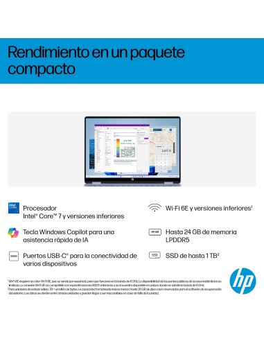 HP 14-FP0007NSX ULTRA 5 325 512GB 16GB 14.0IN WIN11 120U 35,6 cm (14") Pantalla táctil 2K LPDDR5-SDRAM SSD Wi-Fi 6 (802.11ax)