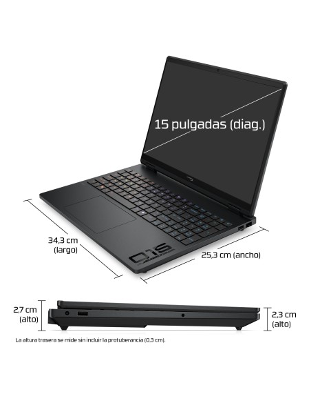 HP 15-GA0014NS ULTRA 7 355 512GB 16GB 15.3IN FREEDOS 210H 38,9 cm (15.3") 2K DDR5-SDRAM Wi-Fi 6 (802.11ax)