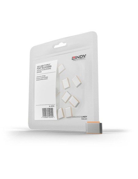 Lindy 40440 bloqueador de puerto USB Tipo C Naranja Acrilonitrilo butadieno estireno (ABS) 10 pieza(s)